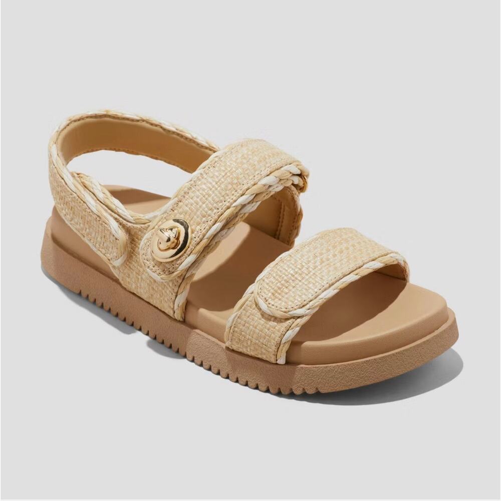 a new day Natural Raffia Slingback Sandals - Beige